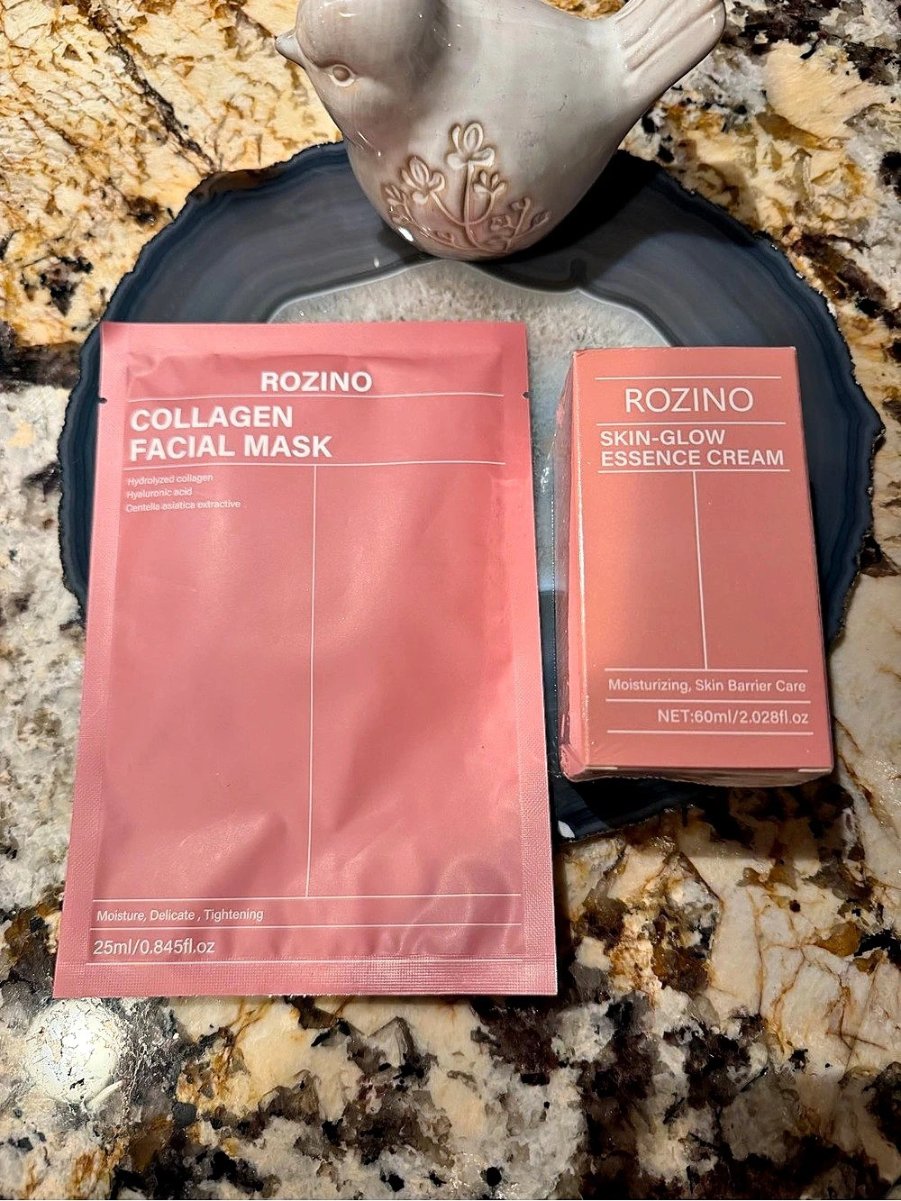 ROZINO Collagen Facial Mask & Facial Glow Cream Pink NWT